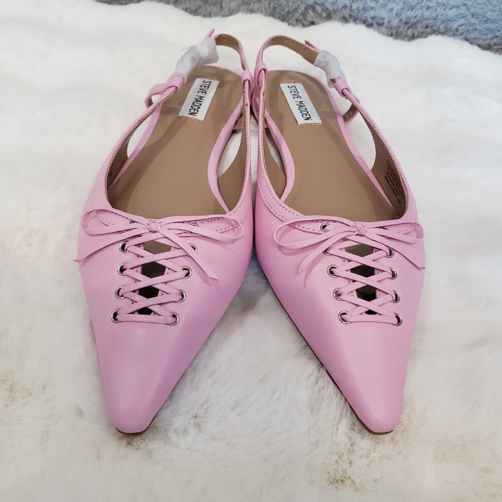 Steve Madden Reyanne Corset Lace Up Point Toe Flat Women Size 8, 9 Pink leather - Picture 6 of 7